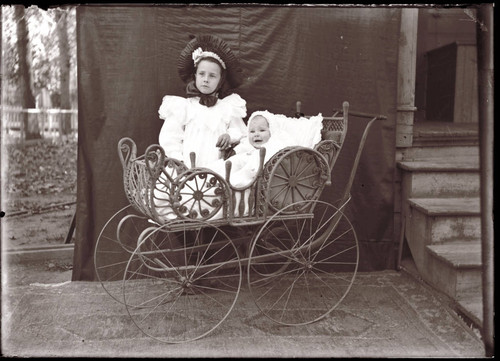 Ruth Campbell and Brother, George in Baby Carriage