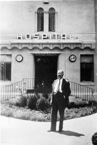 Dr. Enloe in front of Enloe Hospital