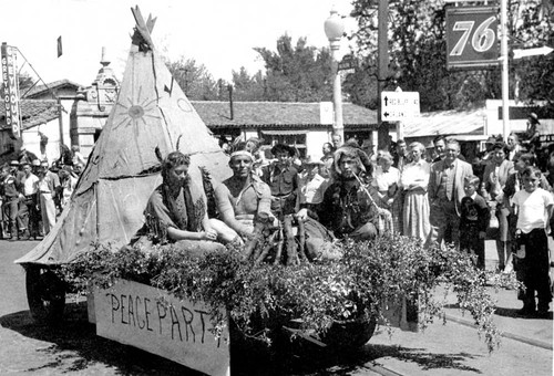 Shirley Main and George Smith on Peace Party float