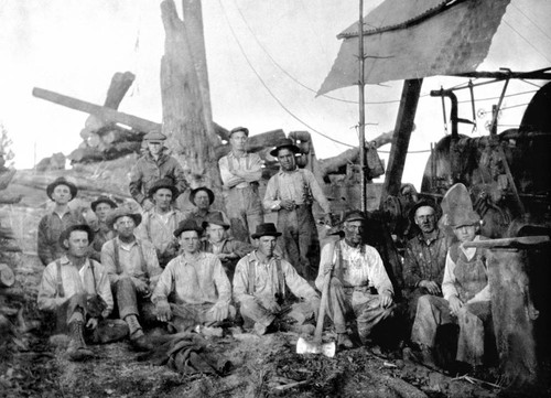 Camp 6 crew up close with Dolbeer donkey engine