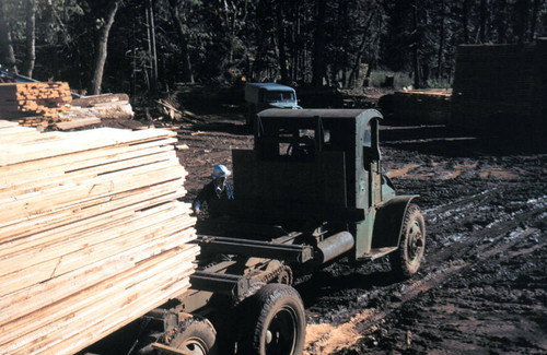 Yard truck with lumber--Soper-Wheeler Company