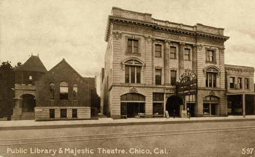 Pubic Library and Majestic Theater in Chico, California