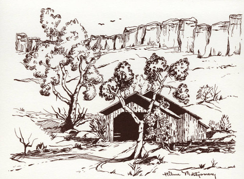 Drawing of Honey Run Covered Bridge