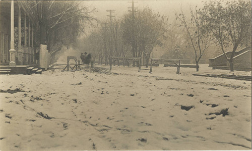 1st Street & Broadway in Snow