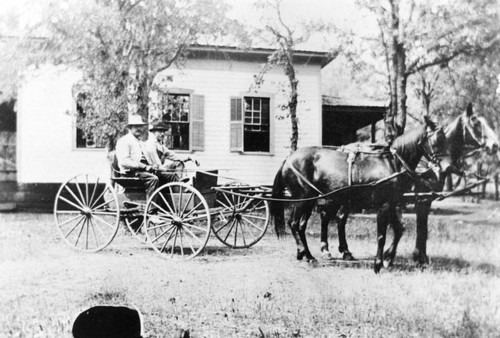 Horse and Carriage in front of the Old Yankee Hill School