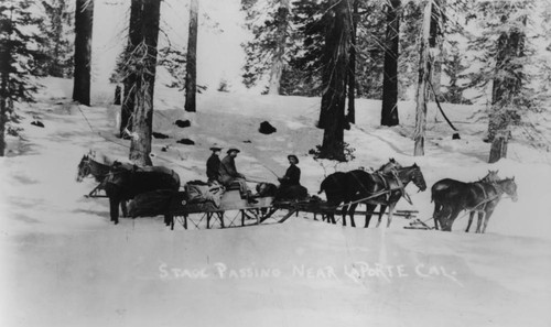 Stagecoaches Passing In Snow