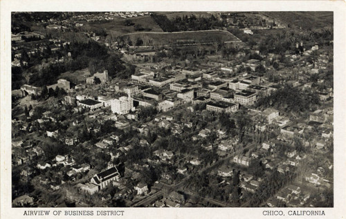 Aerial View of Business District, Chico