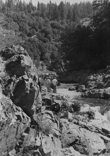 Proposed fish ladder at Deer Creek Falls during construction of Shasta Dam