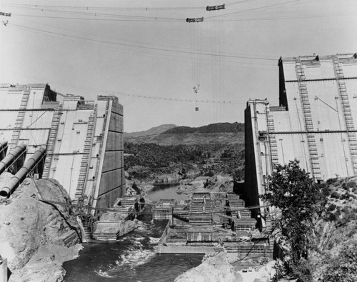 View of the abutments of Shasta Dam