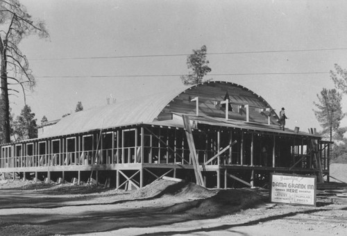 Dance hall under construction, Shasta Dam project