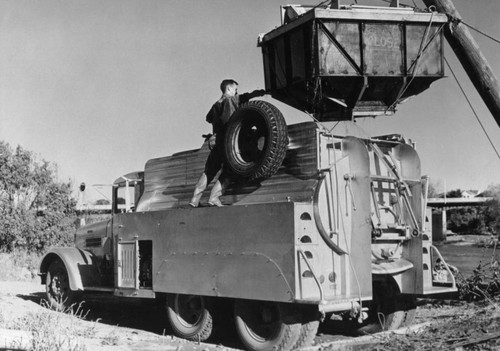 Loading salmon on to truck during Shasta Dam construction