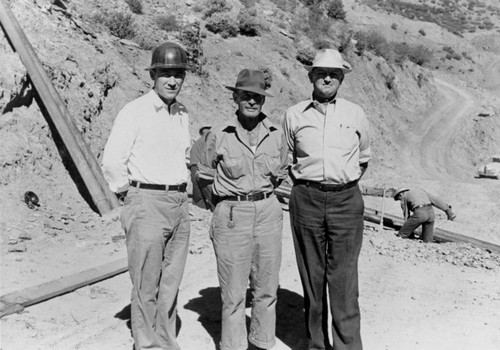 W.V. Greeley, F.S. Bryant, F.T. Crowe, managers of Shasta Dam construction