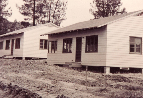 Close-up of Construction of U. S. Government Camp at Shasta Dam