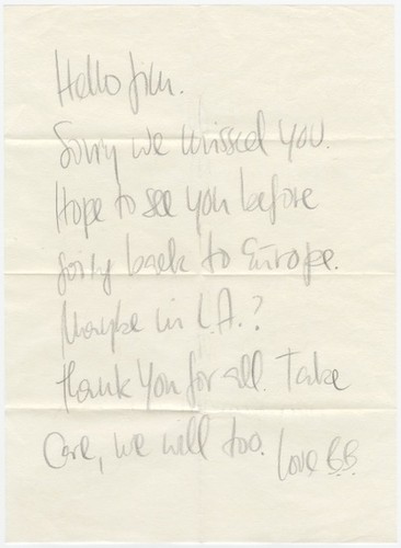 Letter to James Elliott from James Lee Byars