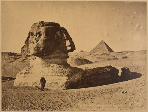 Sphinx Head, or the Watchman over Egypt, Hight 66 Ft. Length of Nose 5 Ft. Mouth 7 Ft. & in. Bredth of Face 13 Ft. 3 in