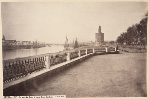 Sevilla._1357._La torre del Oro y el puerto desde San Telmo