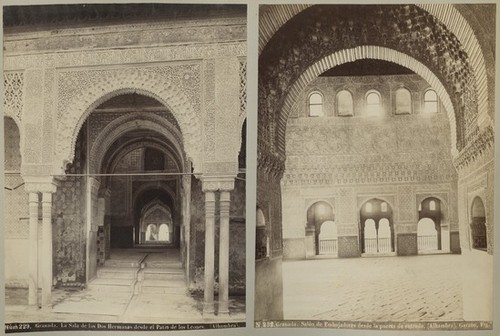 Nu. 229. Granada. La Sala de las Dos Hermanas desde el Patio de los Leones. (Alhambra) N. 232. Granada. Salón de Embajadores desde la puerta de entrada. (Alhambra)