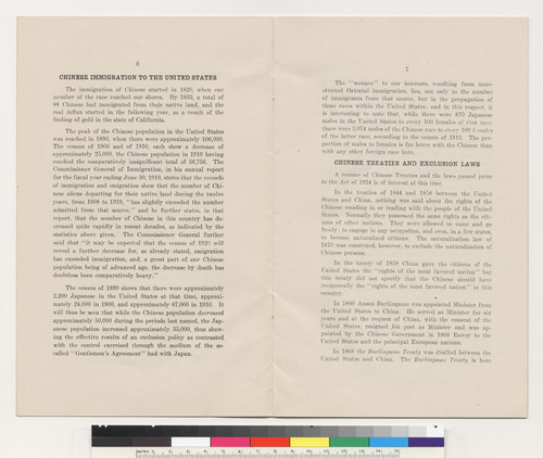 High Lights on Chinese Exclusion and Expulsion. The Immigration Law of 1924 As It Affects Persons of Chinese Descent in the United States, Their Business Interests, Their Rights and Their Privileges