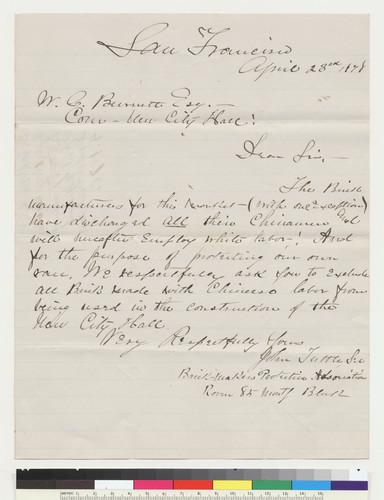 Letter from John Tuttle, Sr. to W.C. Burnett