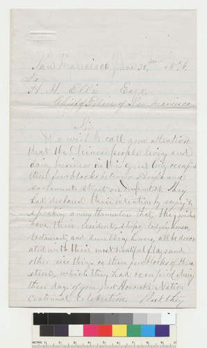 Letter From Chinese Merchants to H.H. Ellis