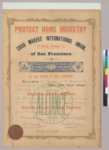 Protect Home Industry. Cigar Makers' International Union of San Francisco