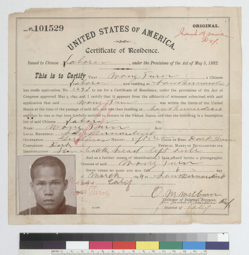 Wong Turn: Certificate of residence