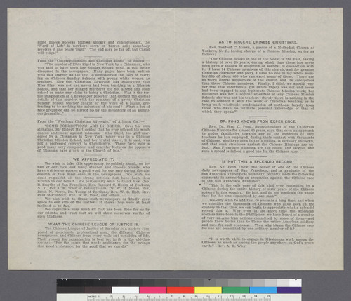 Bulletin No. 1 of the Chinese League of Justice of America