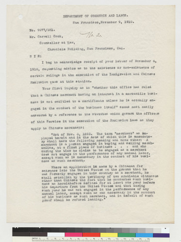 Letter from Luther C. Steward to Carroll Cook