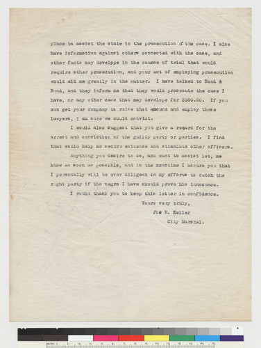 Letter to Cook from Joe H. Keller