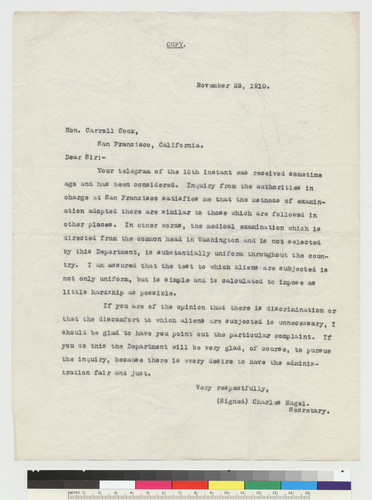 Letter from Charles Nagle to Carroll Cook