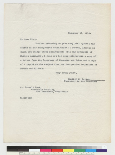 Letter to Cook from Charles Norton