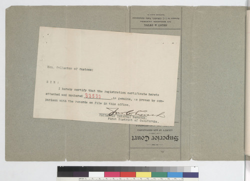 Miscellaneous customs documents