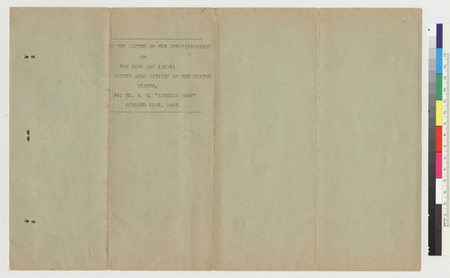 Pon Hong Ban (Bing): Affadavit to establish nativity