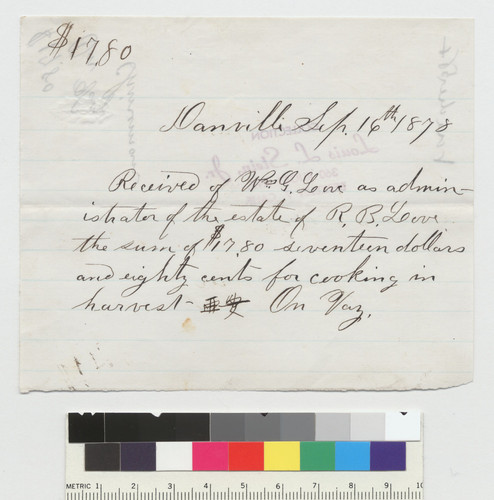 Receipt for work, cooking in harvest