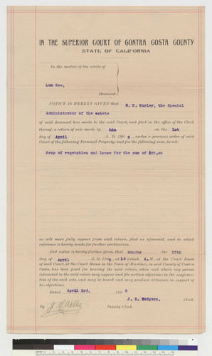 Affadavit of posting notice of day fixed . . .; recto