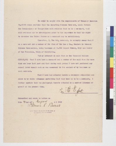 Pon Get: Affadavit to establish identity for re-entry into U.S