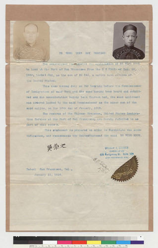 Ng Wing Moon: statement [for] identification & residence