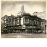 Delger building, northwest corner of 13th Street and Broadway in downtown Oakland, California. Liggett's Drug Store and Oakland City Hall in view