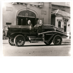 Oakland Fire Department's first Gorham centrifugal pumping engine in front of fire house No. 11, 817 Alice Street, in Oakland, California