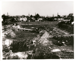 Below grade site excavation for the Sears, Roebuck and Co. building, Telegraph Avenue and 27th Street, in Oakland, California