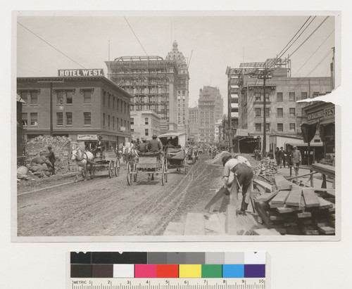 Third St. from Howard to Market 1 year after fire. [Call Building at Market St., center.]