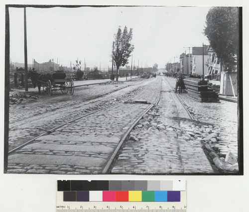 [View along streetcar tracks, Howard St. near Eighteenth.]