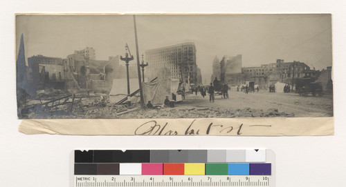 Market St. [Refugee tents, Market St. Flood Building, center; Call Building in distance, right center.]