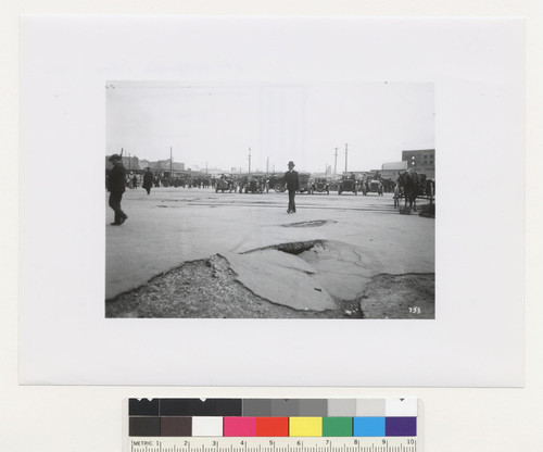 [Street scene showing subsidence of road near Ferry Building. No. 753.]