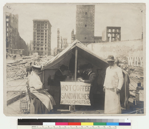 A temporary restaurant in S.F. after the fire of April 18-06. The Delmonico of the day, established among the ruins. [No. 56.]