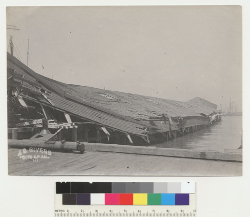 S.F. waterfront, 1906. [Damage along wharf. No. 111.]