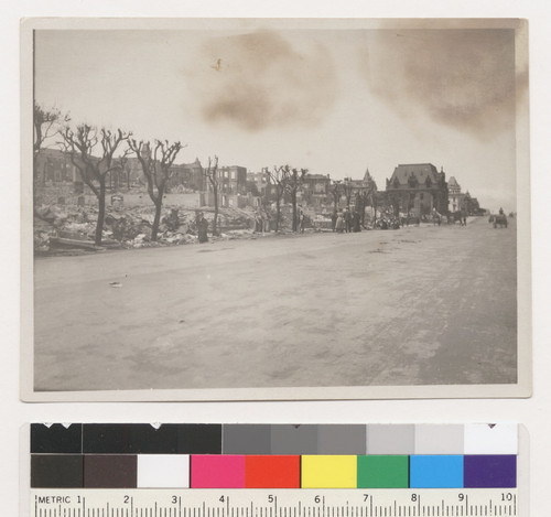 [View of ruins along Van Ness Ave. Unidentified location.]