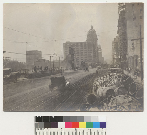 Looking up Market. Palace--completely razed. May 1907. [Call Building, center.]