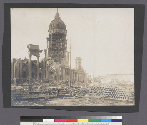 [City Hall during early stage of city's reconstruction.]