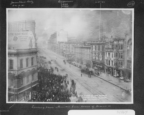 Looking down Market from corner of Mason St